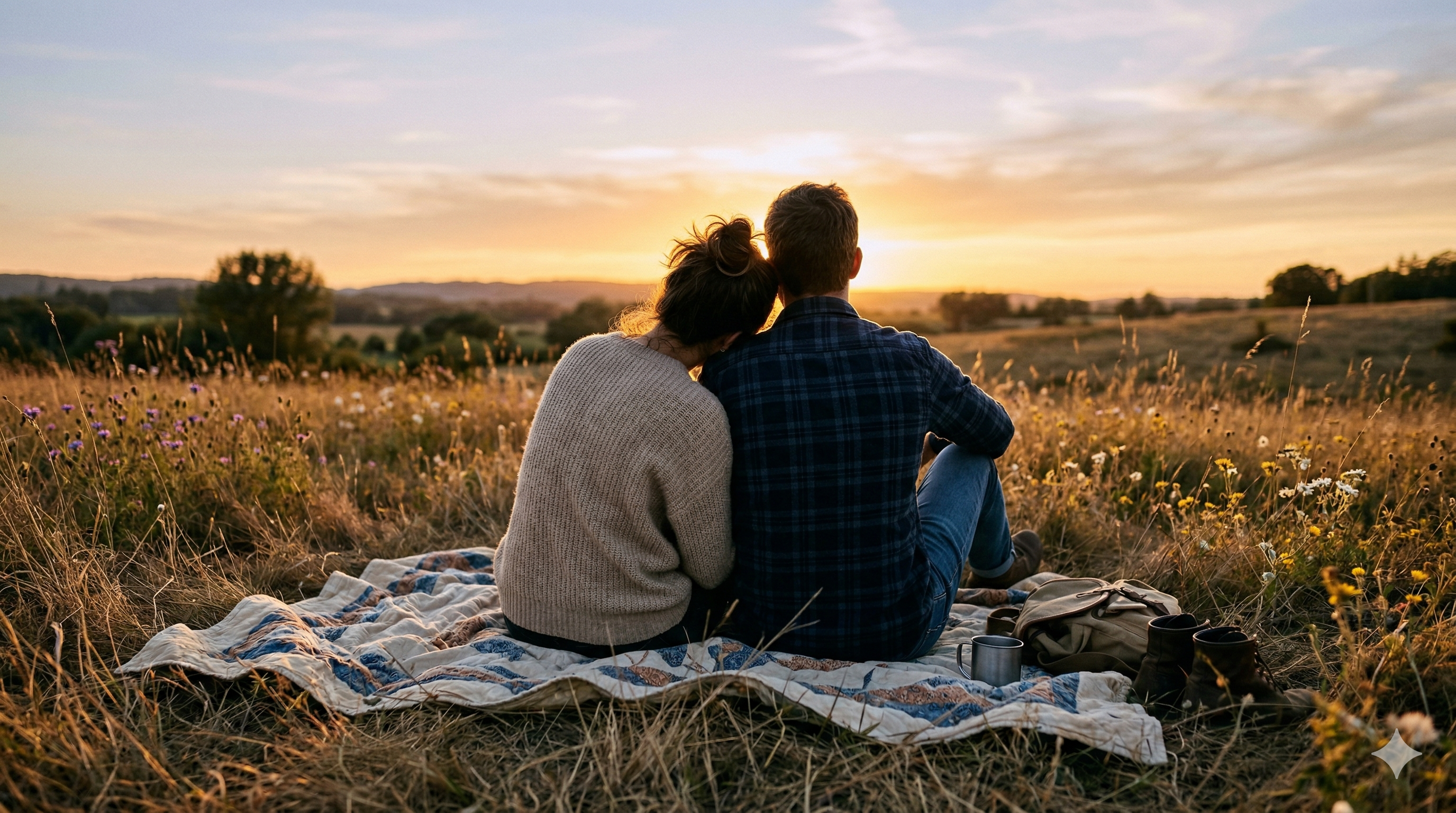 A couple watching the sunset together — a moment preserved forever
